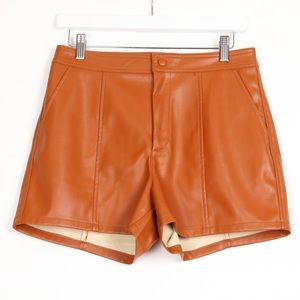 Anthropologie Tan Leather Shorts